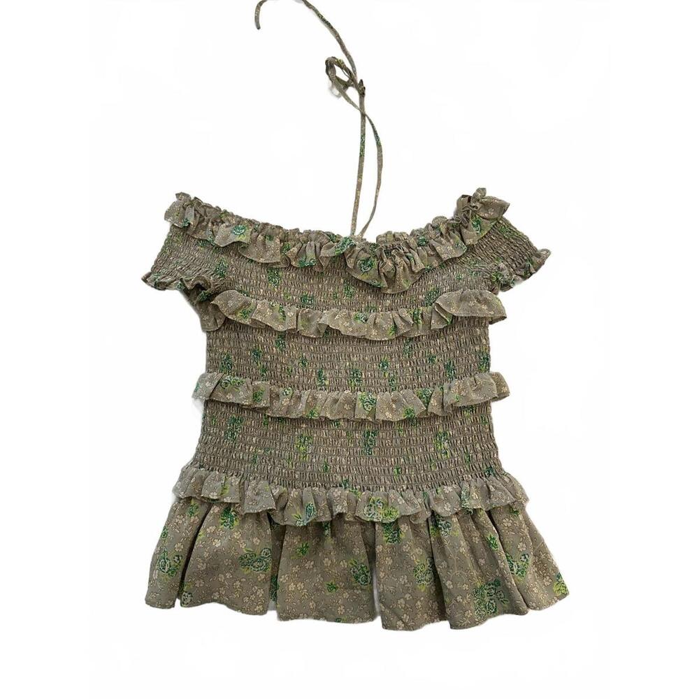 Rebecca Taylor Womens Smocked Ruffle Top